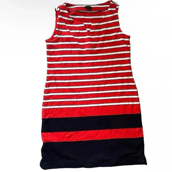 Women’s Talbots Striped Red White And Blue Tank Top Dress Size Medium - Picture 1 of 4